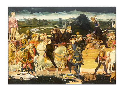 《战士—承诺》，布面油画，210?×150cm?×6联，2025年（局部2）