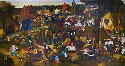 东方故事—功夫,385×200cm,布面油画，2024-2025