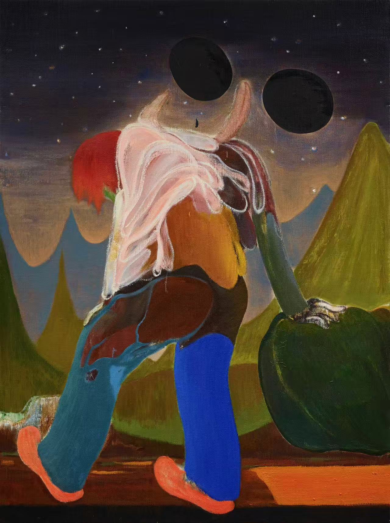 背影 远山与黑洞 160x120cm 布面油画 2025